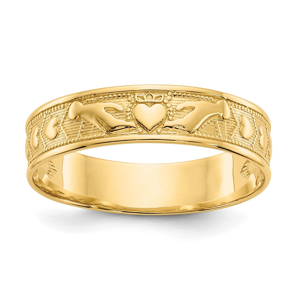14k Polished Claddagh Band Size 8.5