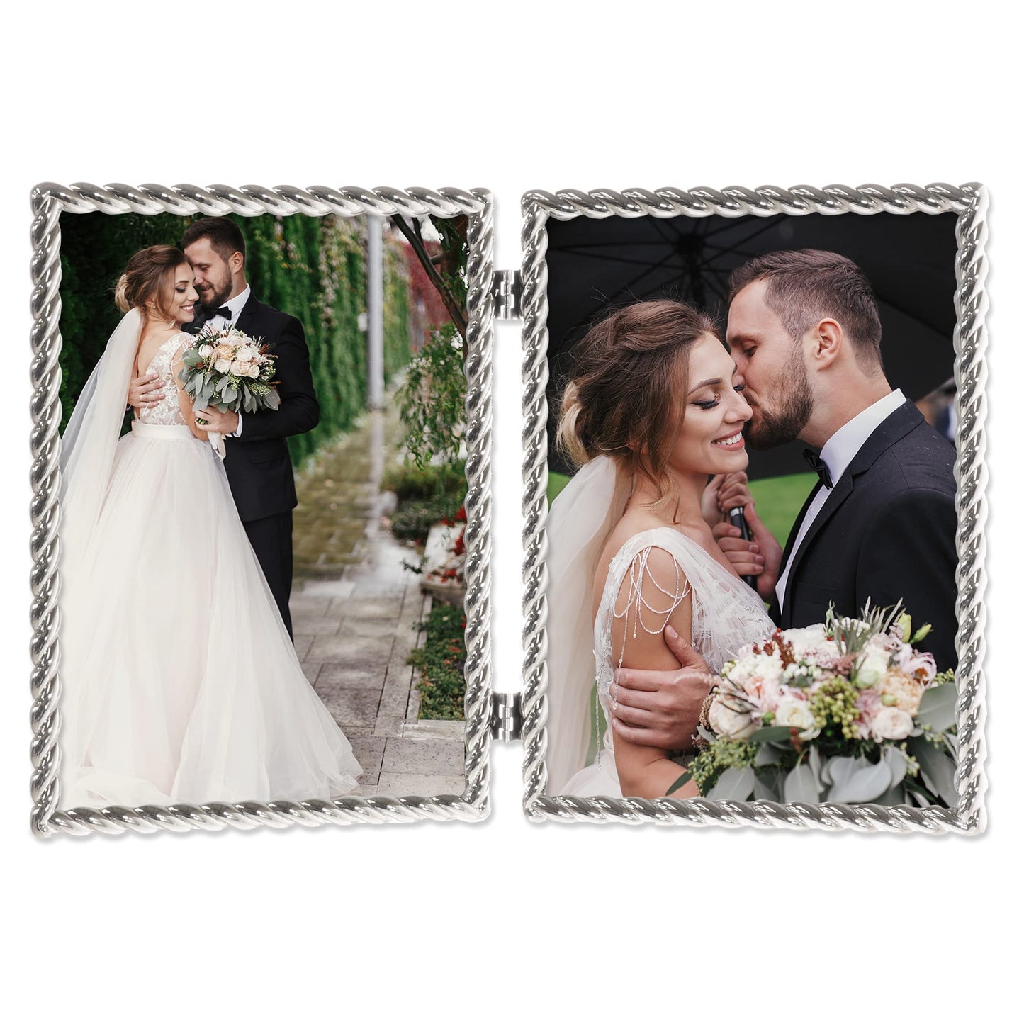 Silverplate ROPE BORDER 5x7 Double frame - 5x7