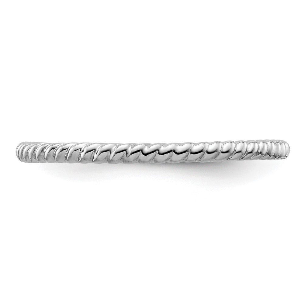 Sterling Silver Stackable Expressions Rhodium Twisted Ring Size -7