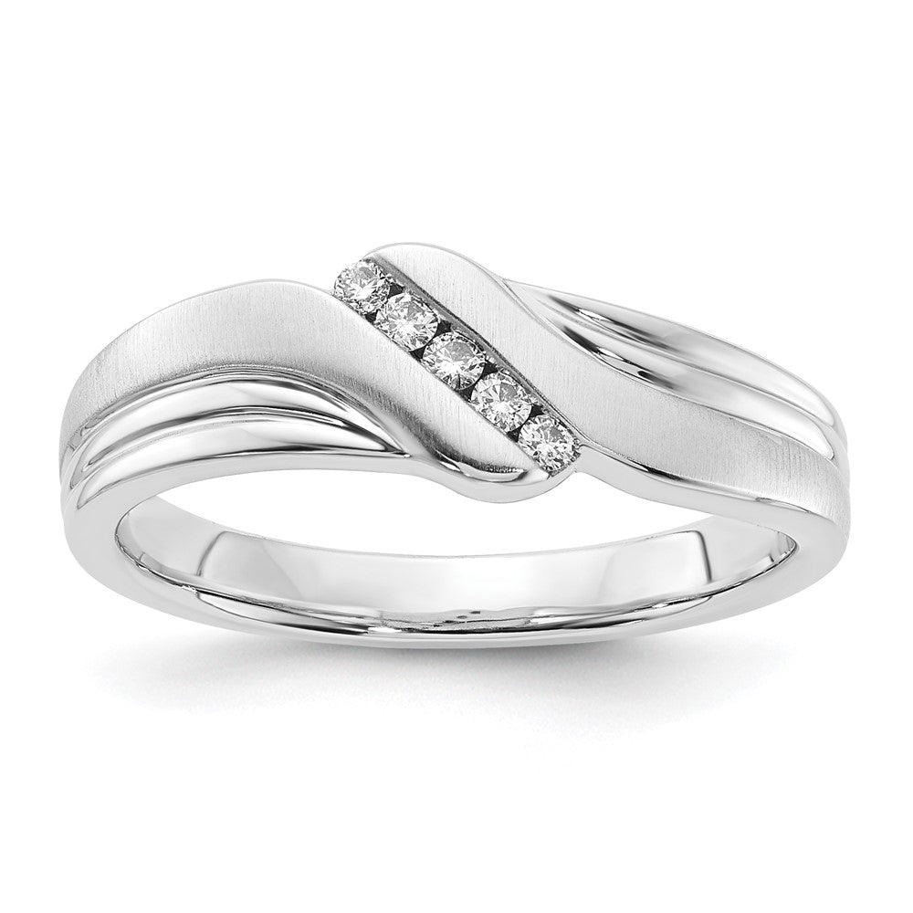 10K White Gold Polished & Brushed Diamond Band
