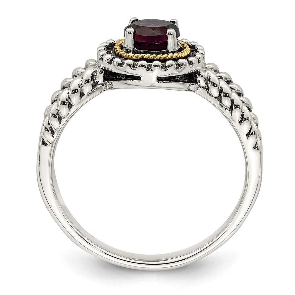 Shey Couture Sterling Silver with 14K Accent Antiqued Round Rhodolite Garnet Ring