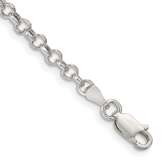 Sterling Silver 3mm Semi-solid Rolo Chain 8 inches