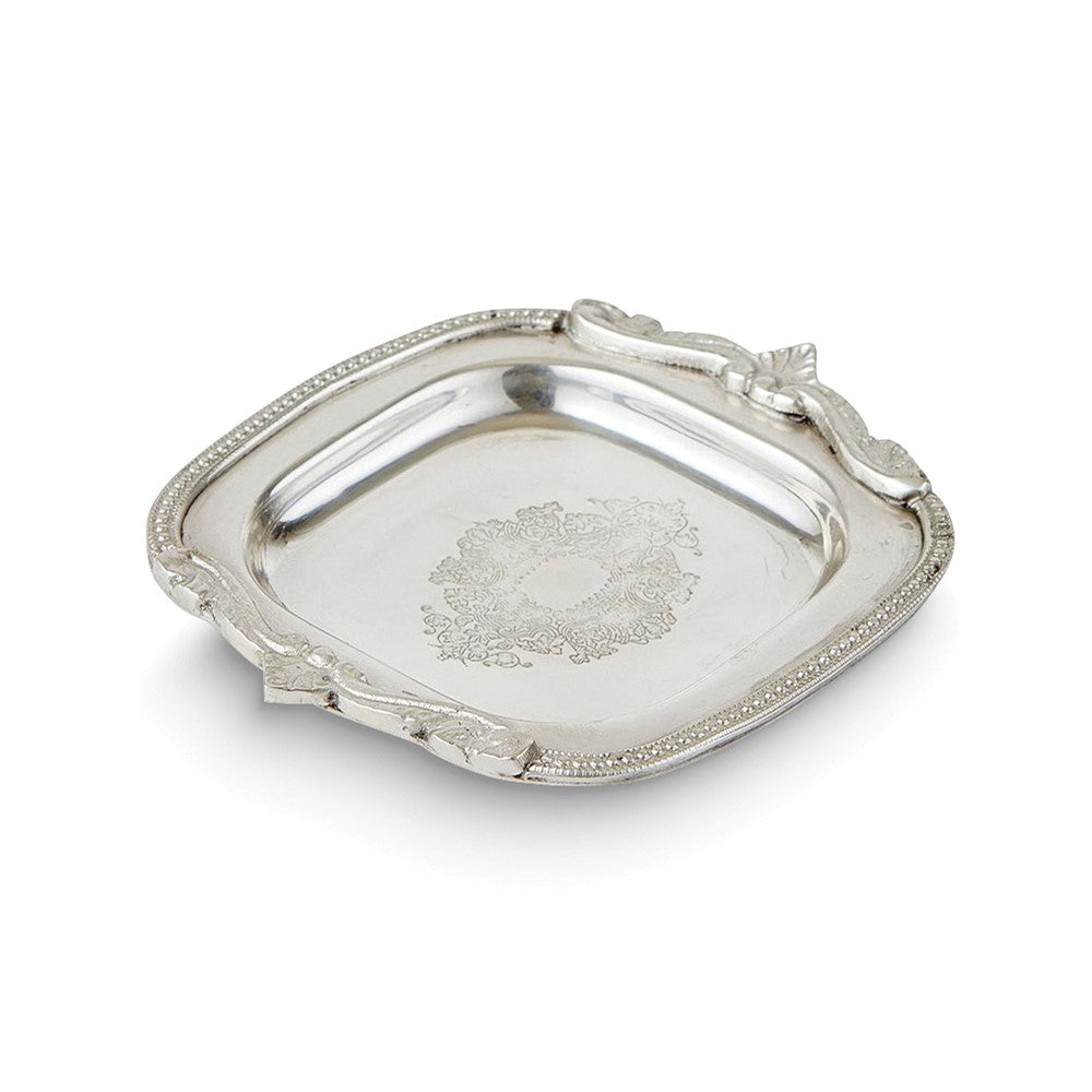 Vintage Antiqued Silver-tone Brass Tray