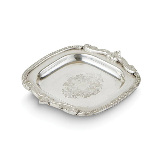 Vintage Antiqued Silver-tone Brass Tray