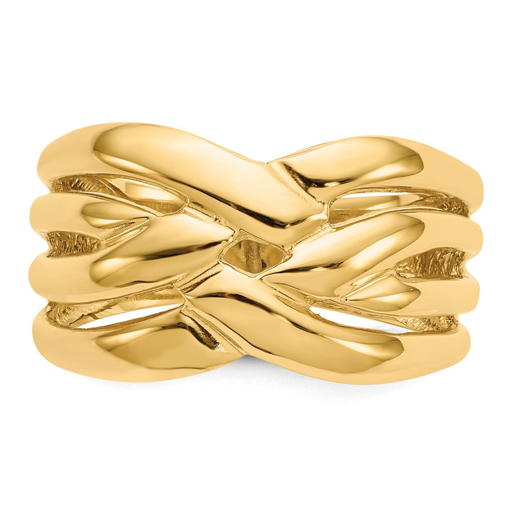 14k High Polished Woven Dome Ring Size 7