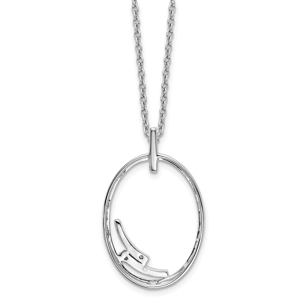 White Ice Sterling Silver Rhodium-plated 18 Inch Diamond Open Oval Necklace with 2 Inch Extender 18 Inches
