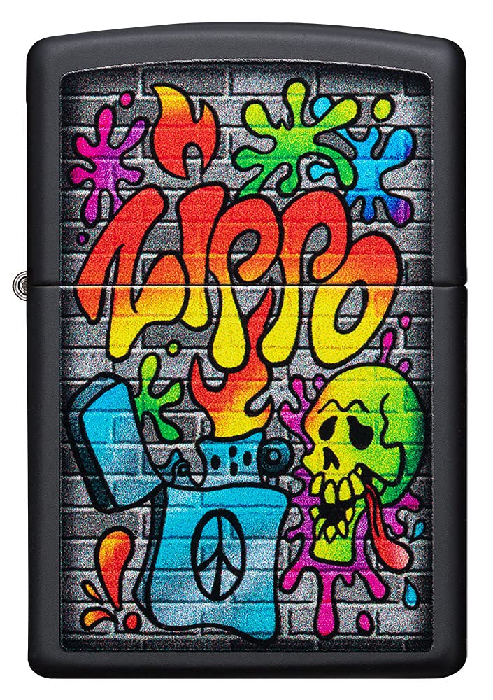 Zippo Street Art Design Black Matte Pocket Lighter