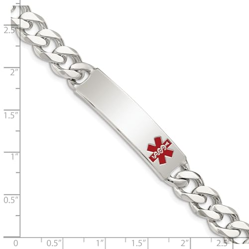 Sterling Silver Polished Medical Curb Link ID Bracelet 7.5 inches