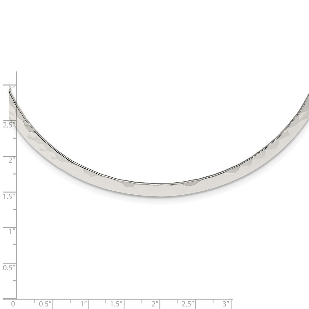 Sterling Silver Polished Hammered 6mm Neck Collar 14 Inches