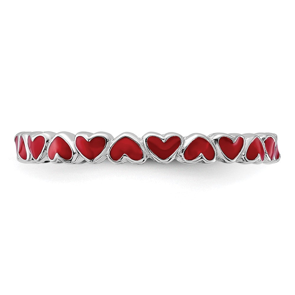 Sterling Silver Stackable Expressions Red Enameled Ring