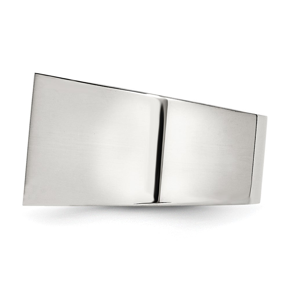 Stainless Steel Polished CZ Signet Ring Size - 12