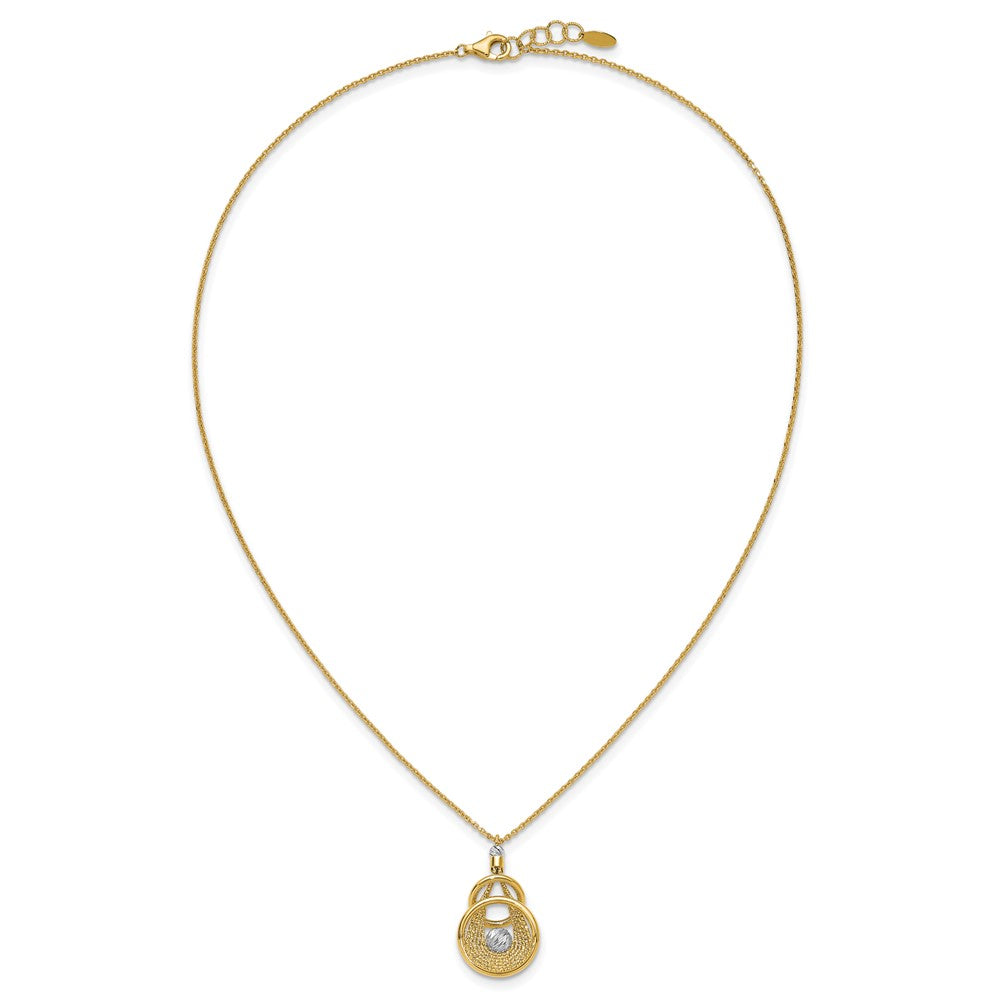 14K TT Polish/Dia-cut Fancy Teardrop w/.5in ext. Necklace
