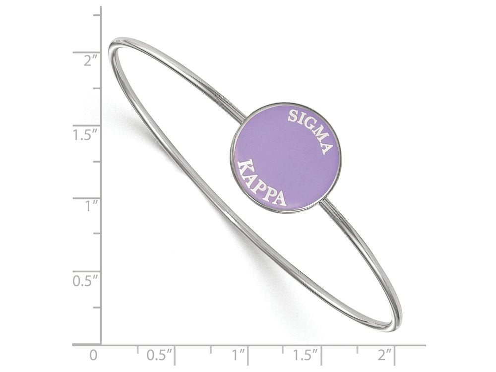 Sterling Silver Official Licensed Greek Sororities 7in Sigma Kappa (??) Enameled Slip-on Bangle