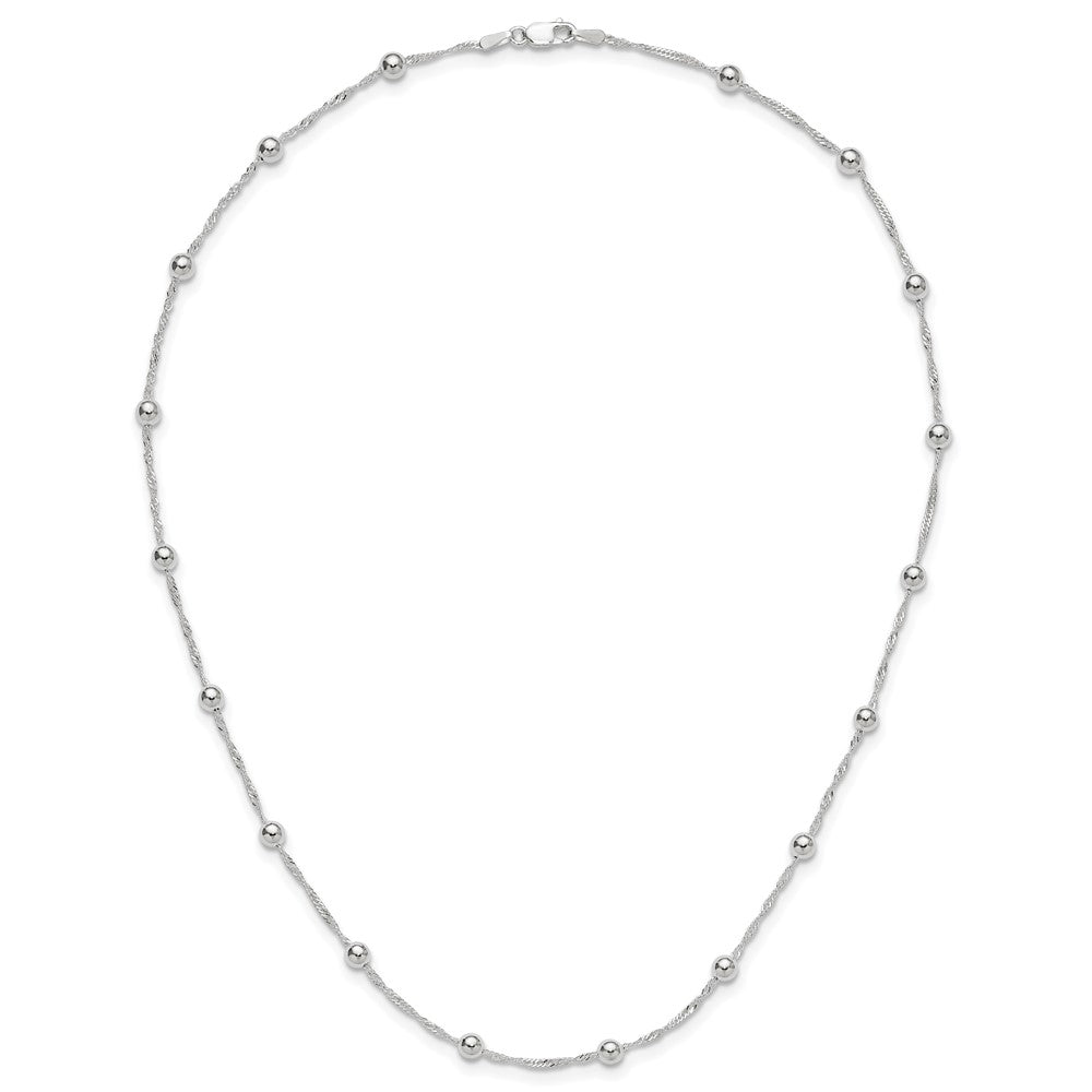Sterling Silver Polished Beaded 18in Necklace 18 Inches