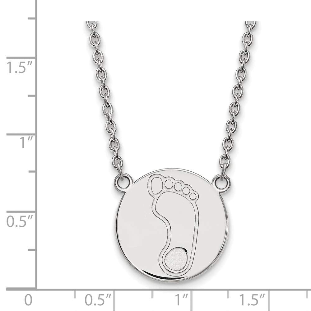 Sterling Silver LogoArt Official Licensed Collegiate 18in University of North Carolina (UNC) Large Disc w/Necklace