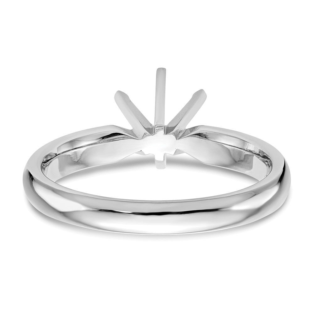 14k White Gold 1/2 carat Medium-Weight Low-Shoulder Comfort-Fit 6-Prong Round Solitaire Ring Mounting