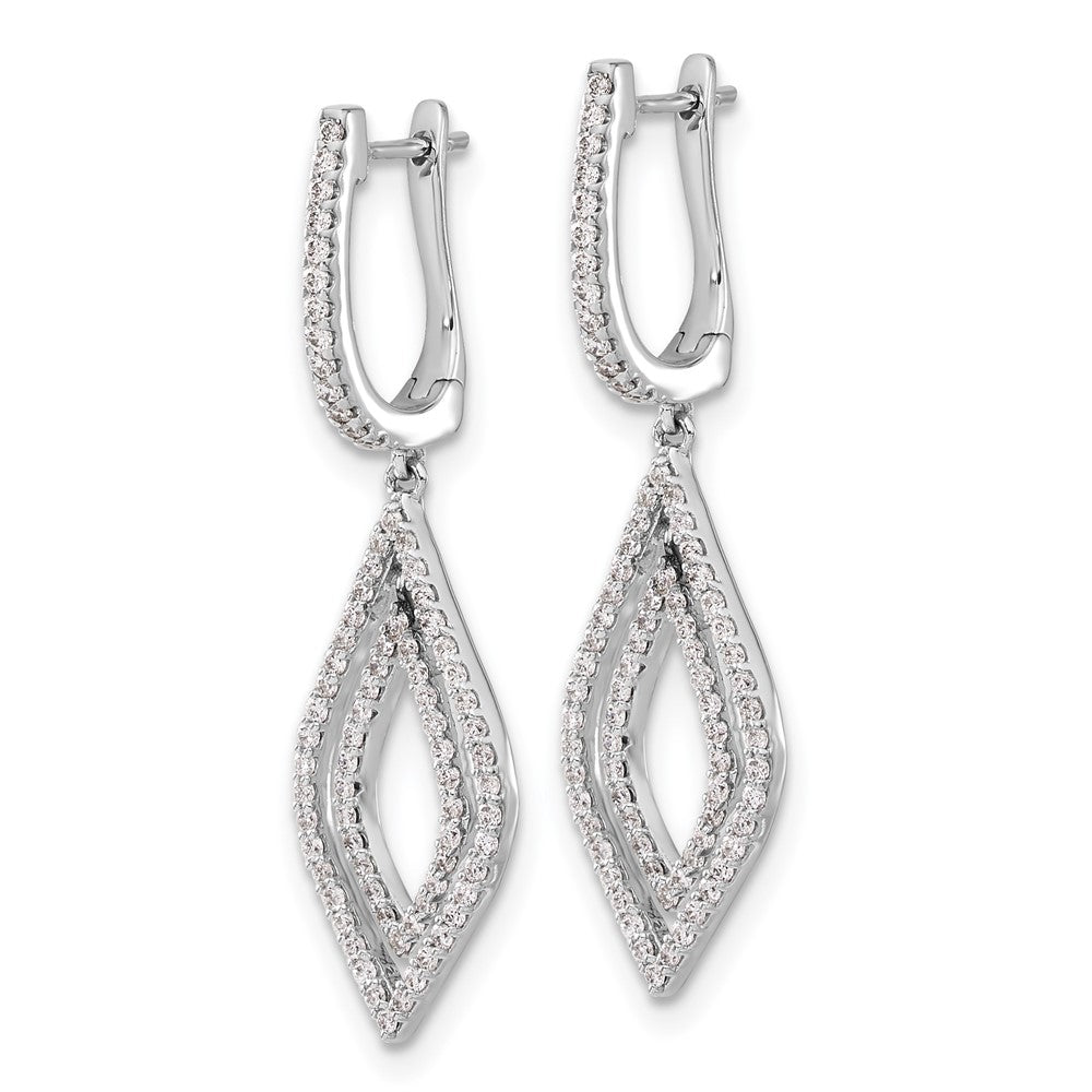 14k White Gold Diamond Teardrop Hinged Dangle Earrings