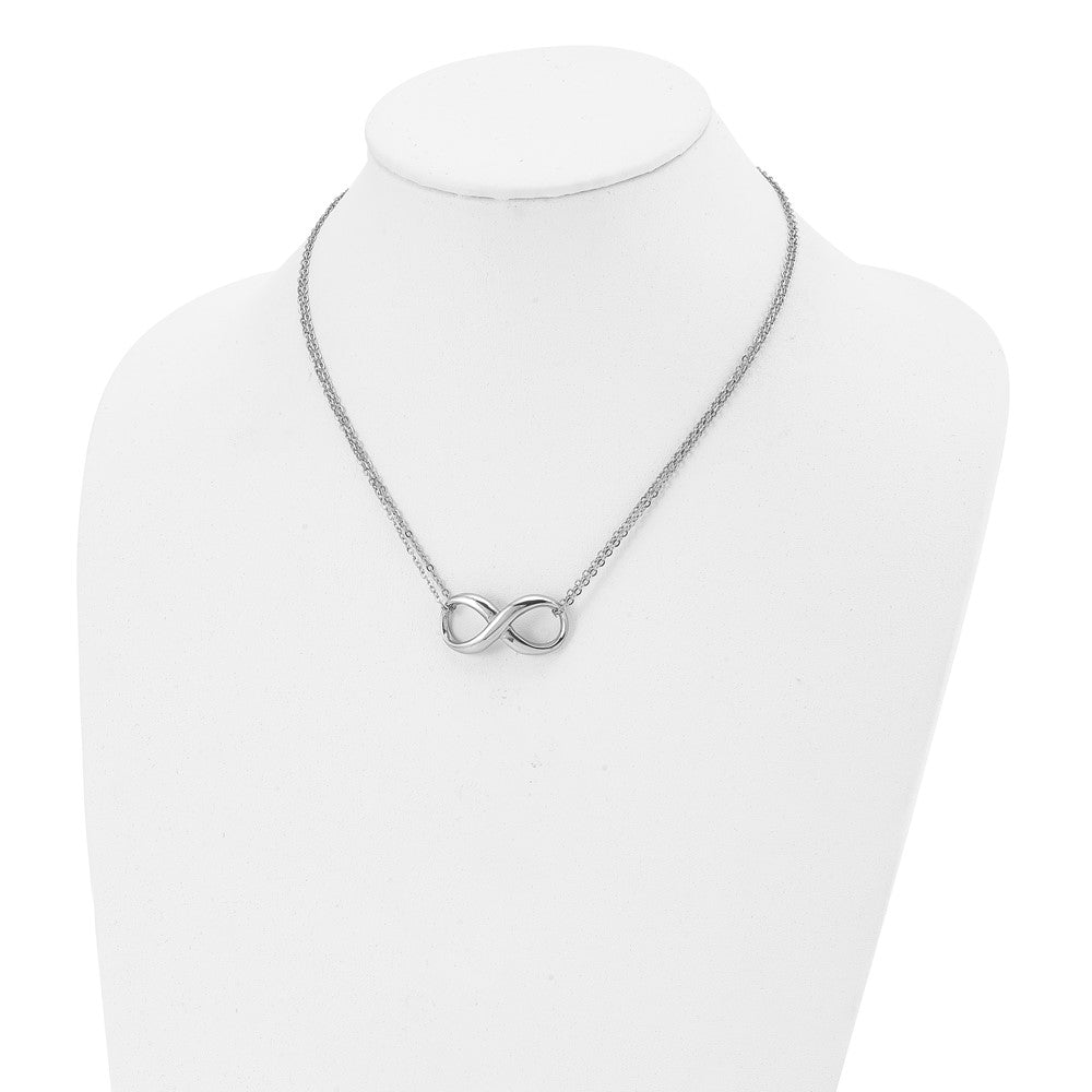 Stainless Steel Polished Two Strand Infinity 18in Necklace