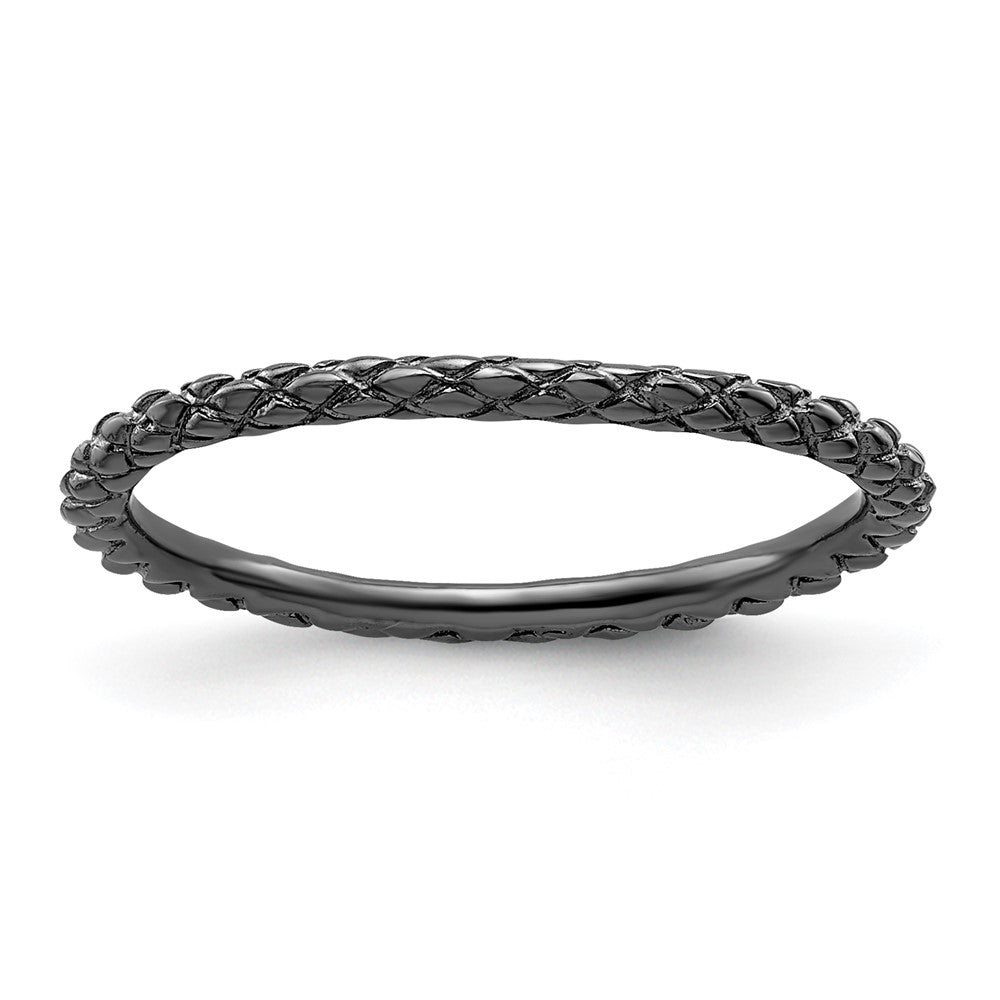 Sterling Silver Stackable Expressions Black-plated Criss-cross Ring Size -8