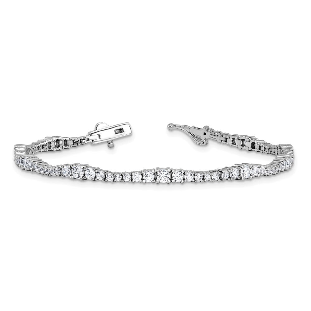 Sterling Shimmer Sterling Silver Rhodium-plated CZ 79 Stone 7 inch Bracelet 7 inches