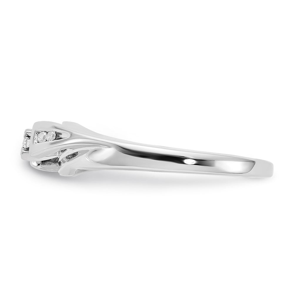 Sterling Silver Polished & Curved Diamond Promise Ring