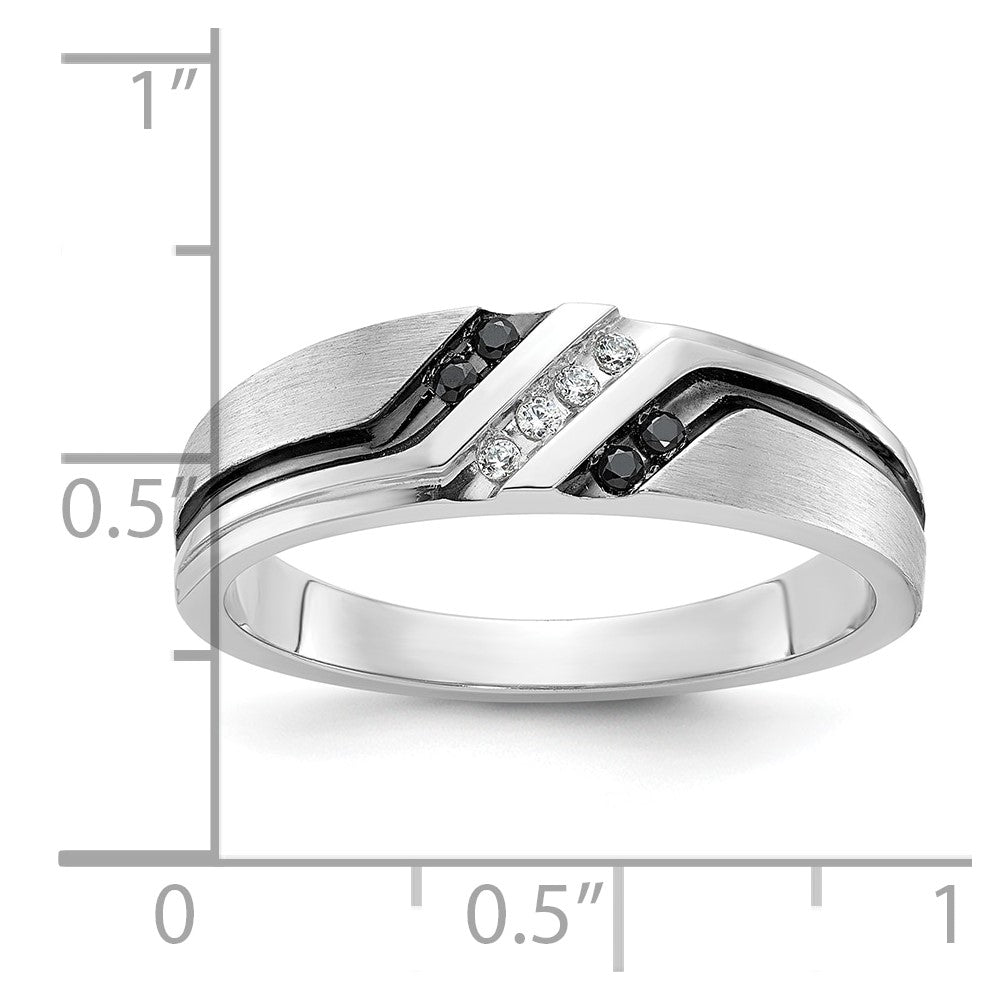 IBGoodman 14k White Gold Polished Satin and Grooved Men's Ring Mounting
