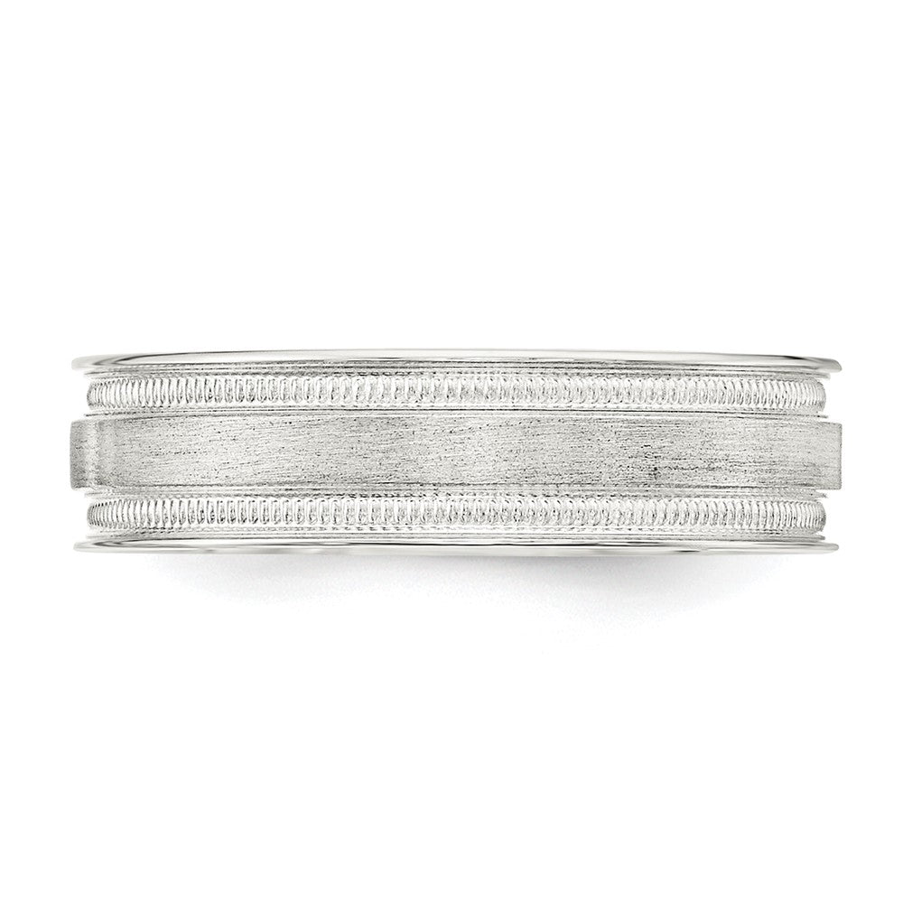 Sterling Silver 6mm Brushed Flat Milgrain Grooved Edge Fancy Band Size 13.5