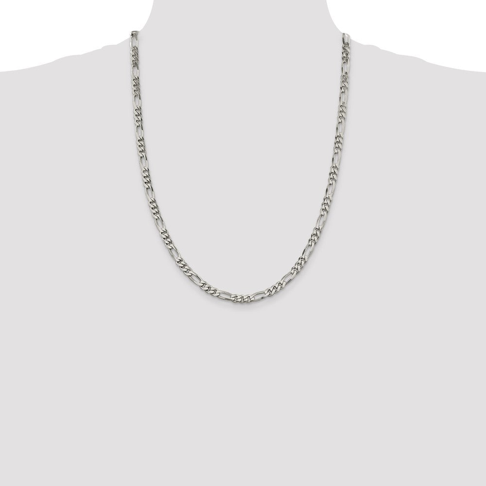 Sterling Silver 5.5mm Figaro Chain 24 Inches