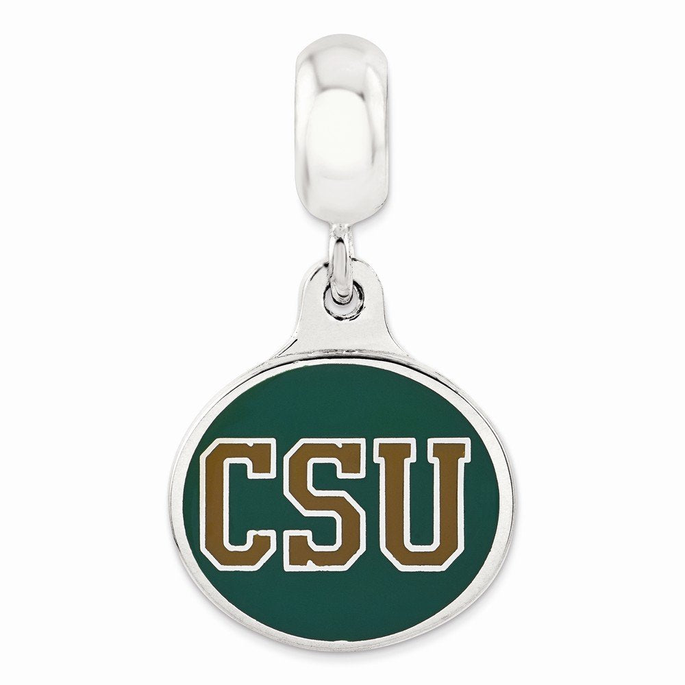 Sterling Silver Colorado State University Collegiate Enameled Dangle Bead