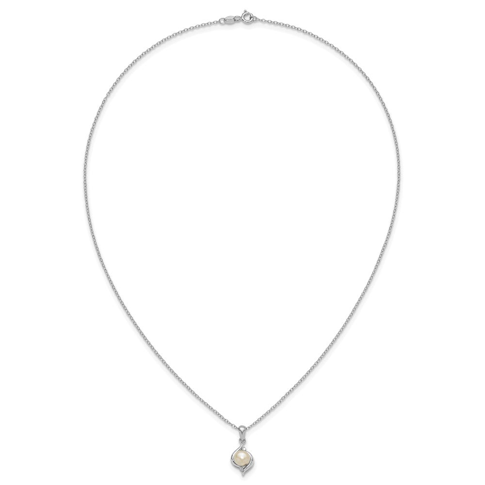 SS Pearl & Diamond Pend w/ Chain