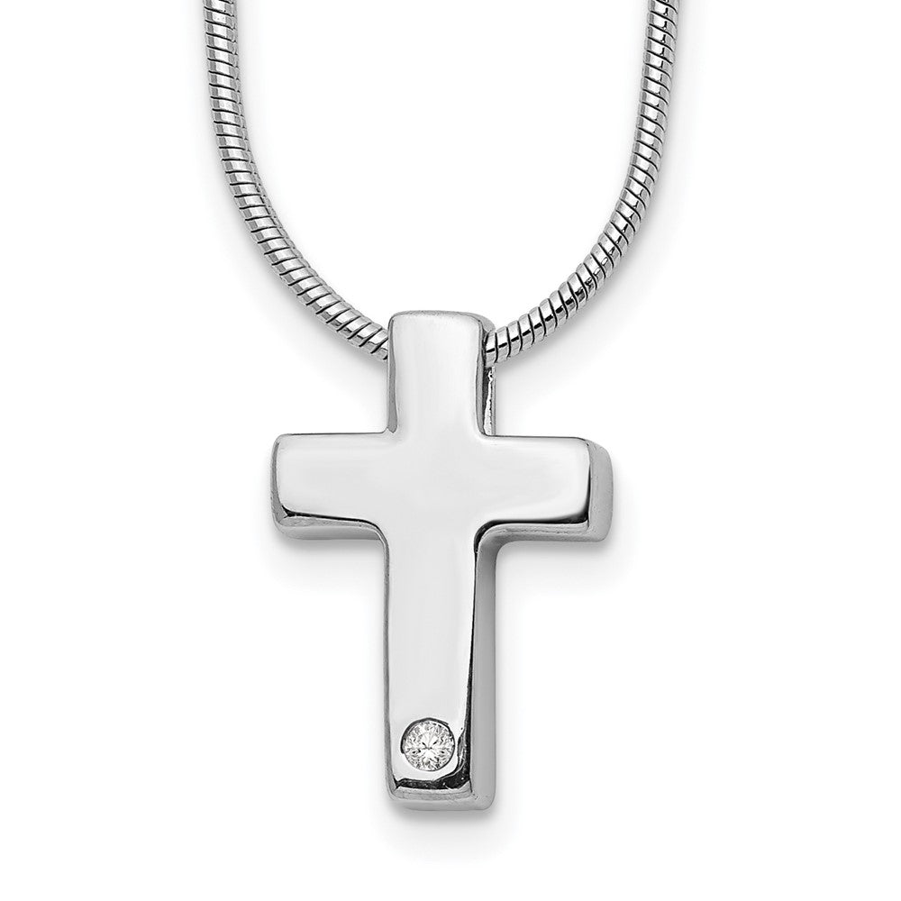 White Ice Sterling Silver Rhodium-plated 18 Inch Diamond Cross Necklace with 2 Inch Extender 18 Inches