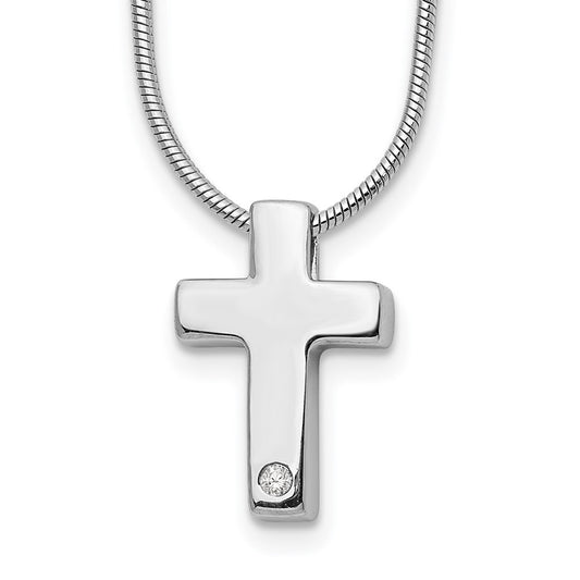 White Ice Sterling Silver Rhodium-plated 18 Inch Diamond Cross Necklace with 2 Inch Extender 18 Inches