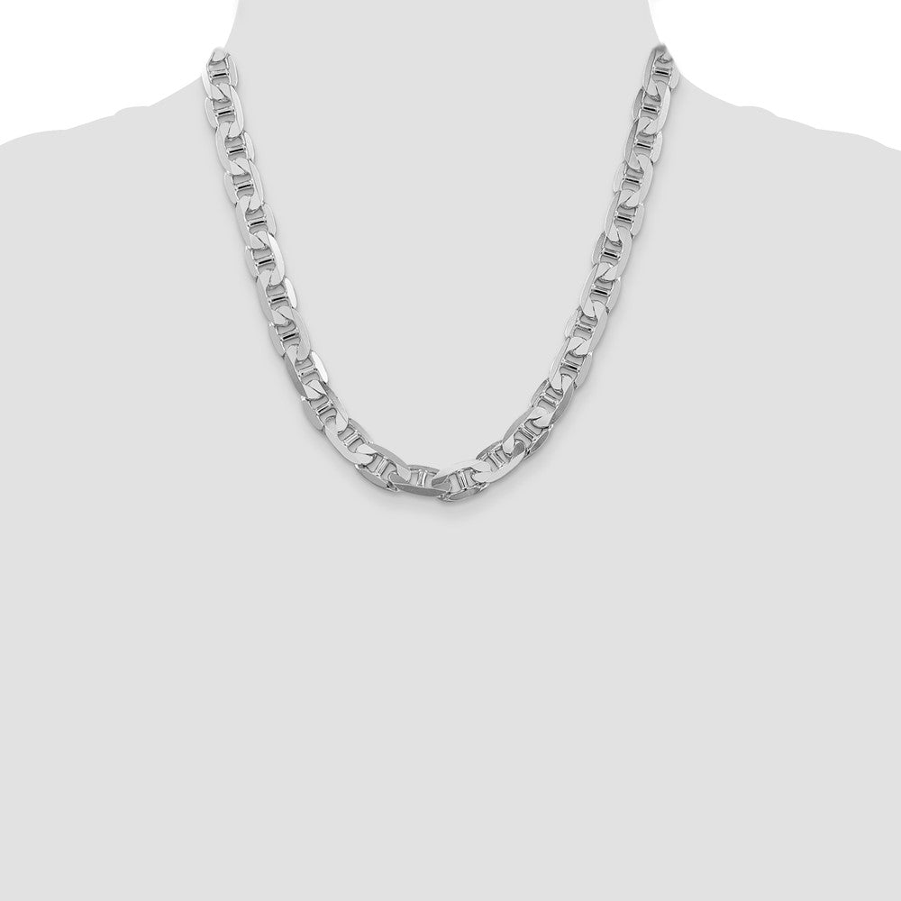Sterling Silver Rhodium-plated 9.5mm Flat Anchor Chain 20 Inches