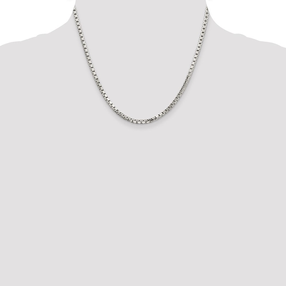 Sterling Silver 2.9mm 8 Sided Diamond-cut Box Chain 18 Inches