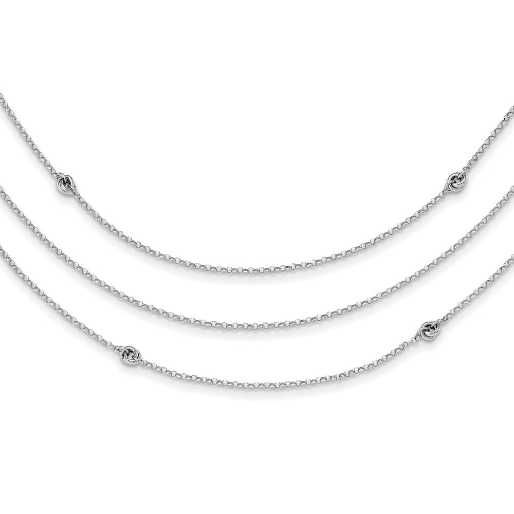 Sterling Silver Rhodium-plated Love Knot Multi-Strand w/2in ext Necklace 18 Inches