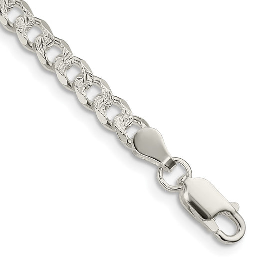 Sterling Silver 4.5mm Pav‚ Curb Chain 8 inches