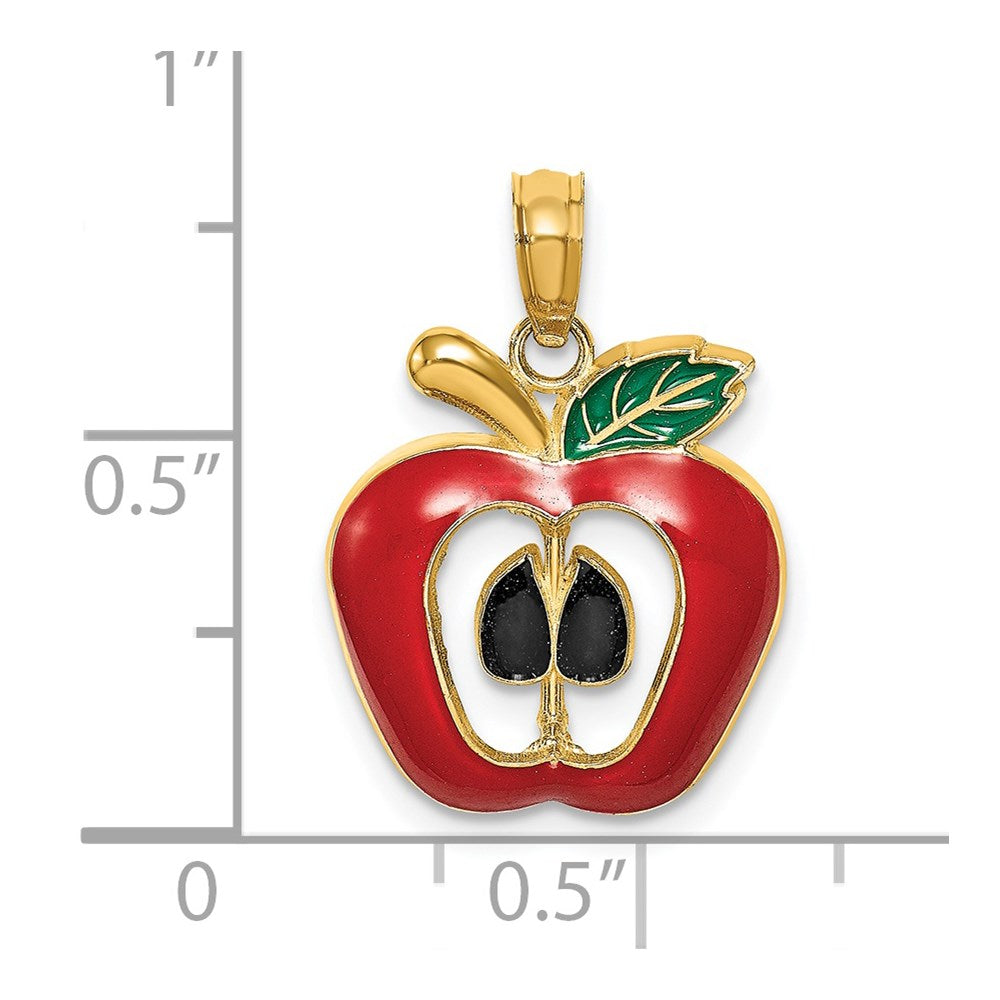 14K w/ Enamel 2-D Cut-Out Apple Charm