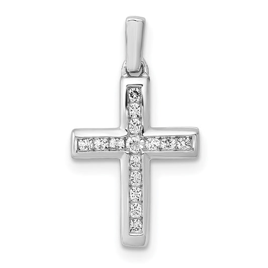 14k White Gold 1/6 carat Lab Grown Diamond VS/SI+ G+ Latin Cross Pendant