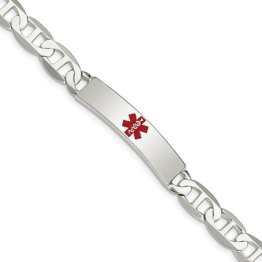Sterling Silver Polished Medical Anchor Link ID Bracelet 7.5 inches