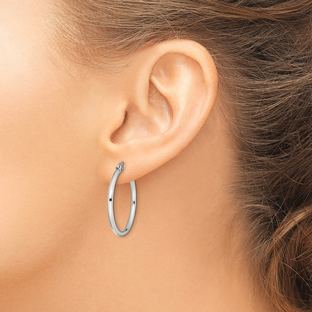 Stainless Steel Polished 27mm Diameter Hoop Earrings