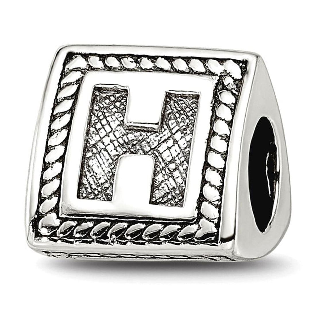 Reflection Beads QRS1429H Sterling Silver Letter H Triangle Block Bead