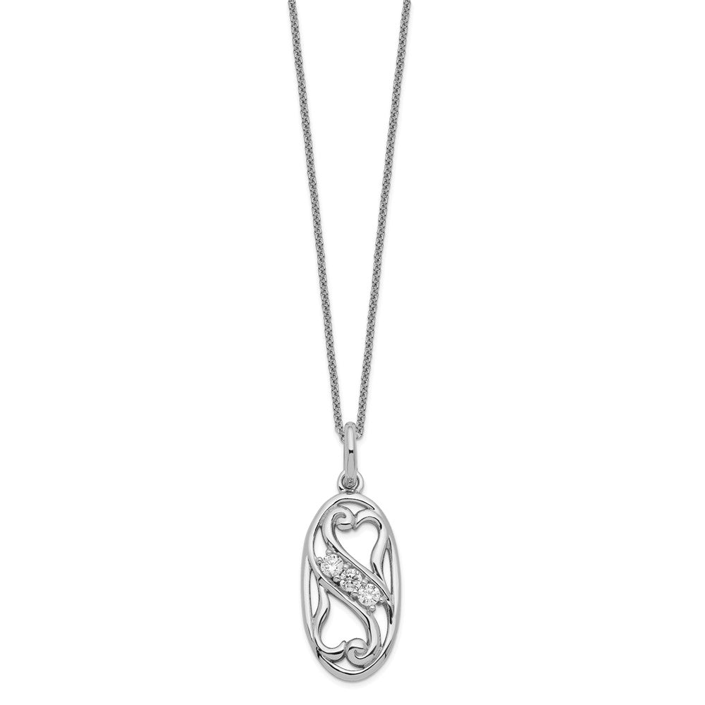 Sentimental Expressions Sterling Silver Rhodium-plated CZ Best Friends Forever 18in Necklace 18 Inches