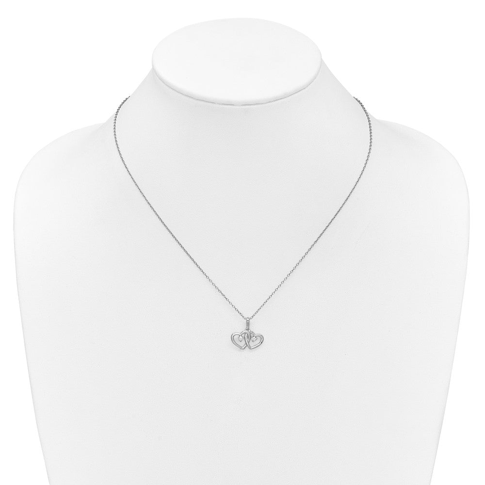 SS Diamond Double Heart Pendant Necklace
