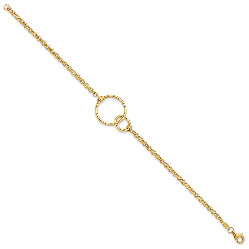 10k Polished interlocking Circles Link Bracelet 7.5  inches
