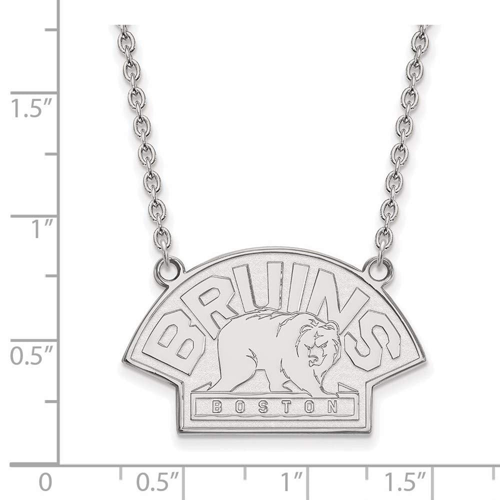 LogoArt NHL Boston Bruins Sterling Silver Large Pendant with Necklace