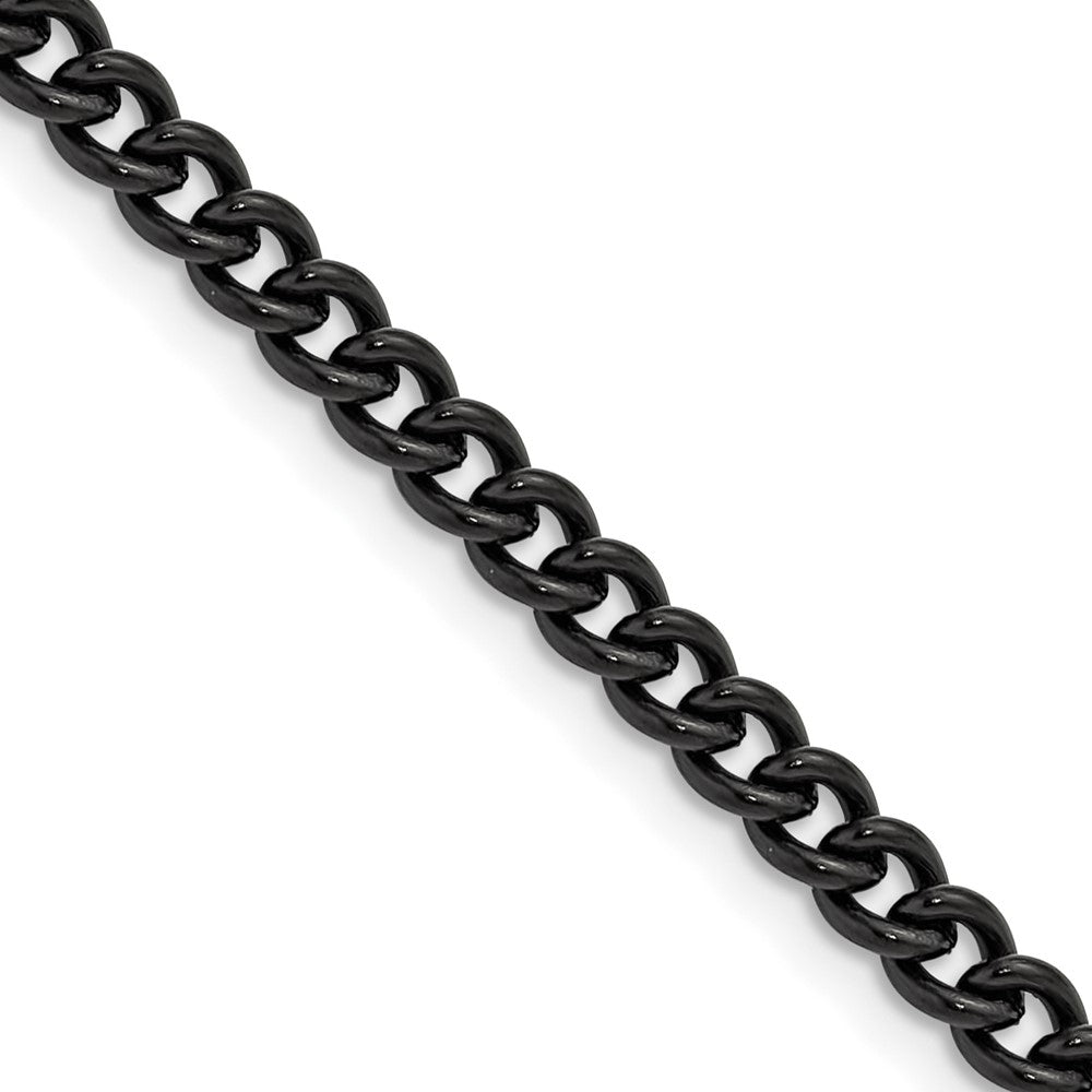 Chisel Stainless Steel Polished Black IP-plated 4.5mm 18 inch Round Curb Chain