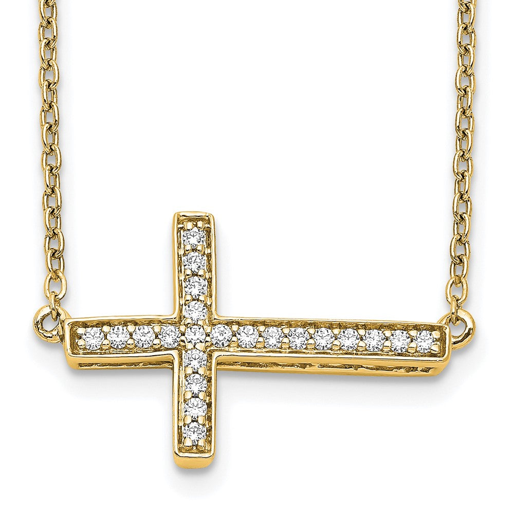 14k Diamond Sideways Cross 18in Necklace