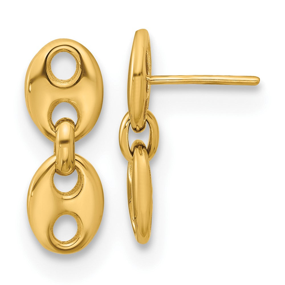 14k Double 7.55mm Mariner Link Dangle Earrings