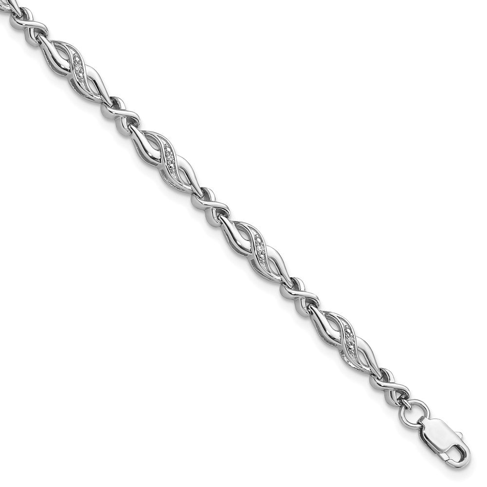 Sterling Silver Rhodium-plated Diam. Bracelet 7 inches
