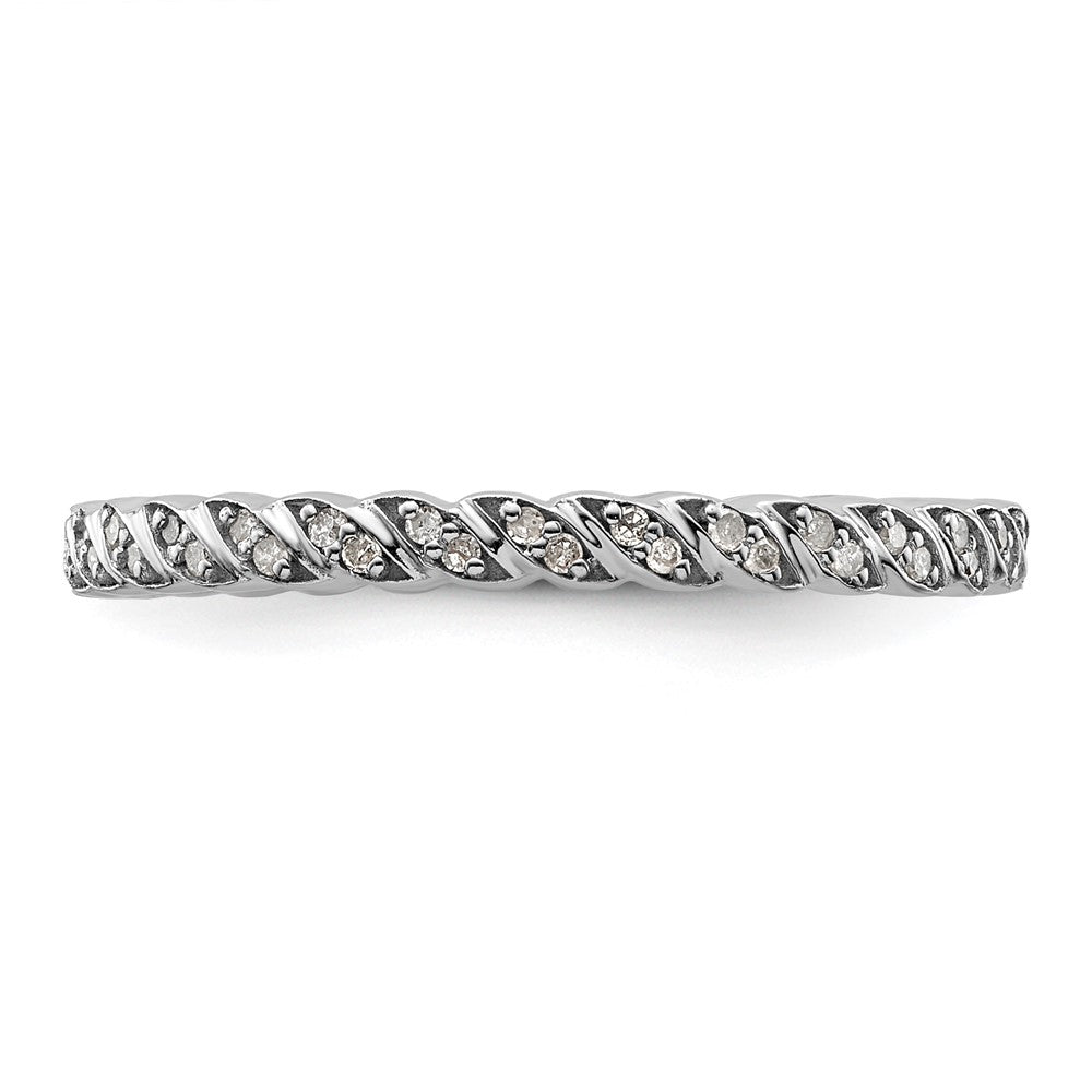 Sterling Silver Stackable Expressions Polished Diamond Ring Size -5